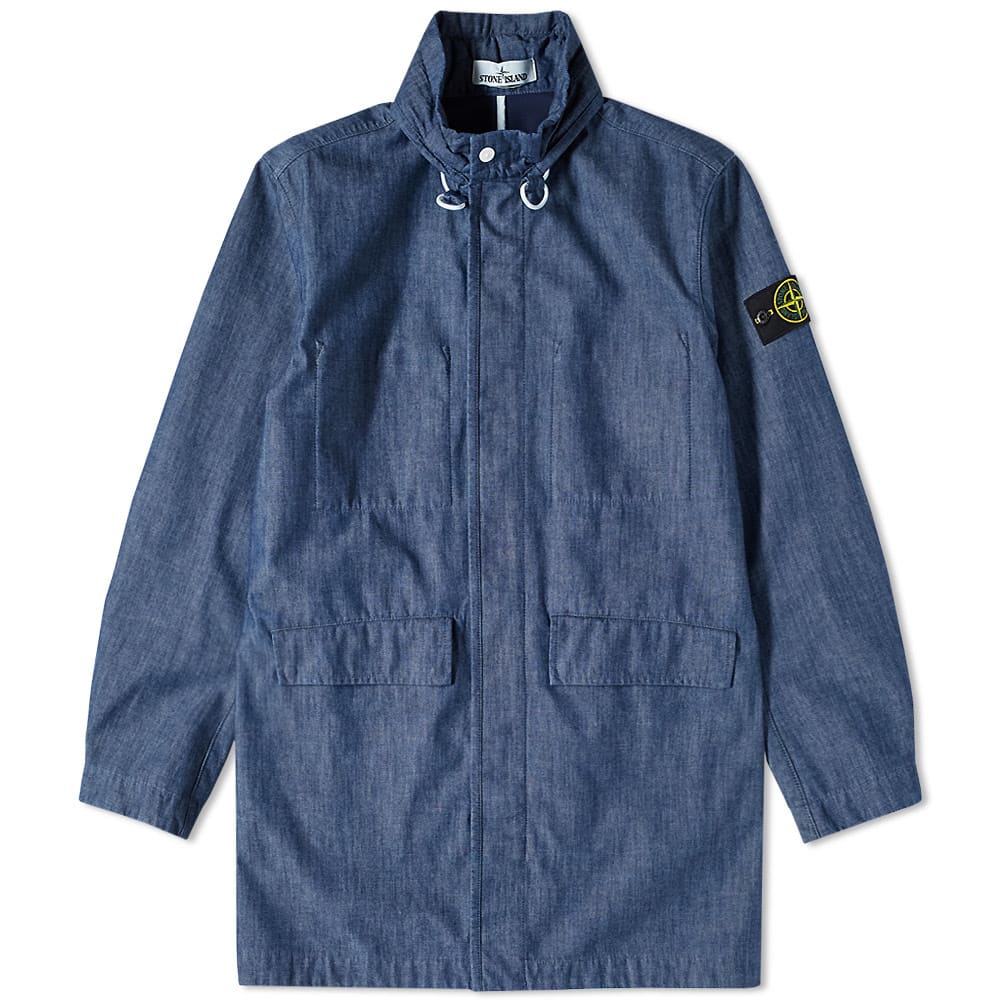 Палта Stone Island Chambray Trench Coat Тъмно синьо | 741570647-WASH, 0