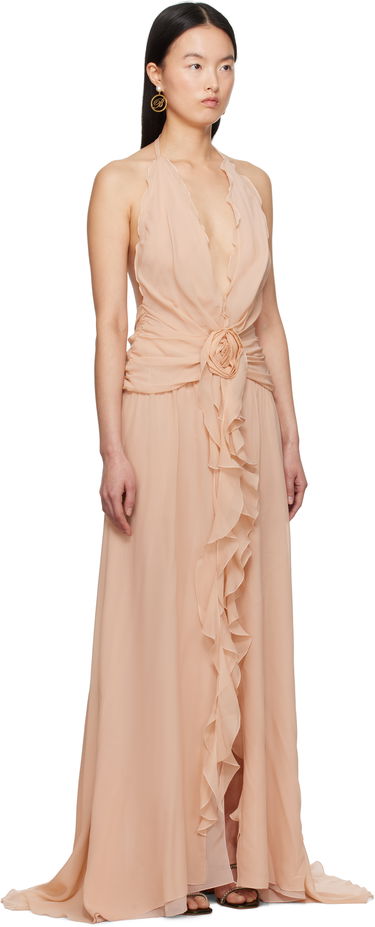 Pокля Blumarine Blumarine Georgette Maxi Dress with Ruffle Detail Бежово | P522A568A, 1