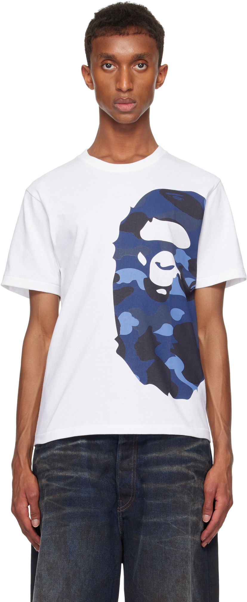 Тениска BAPE Camo Side Big Ape Head T-shirt Бяло | 001TEK301019M