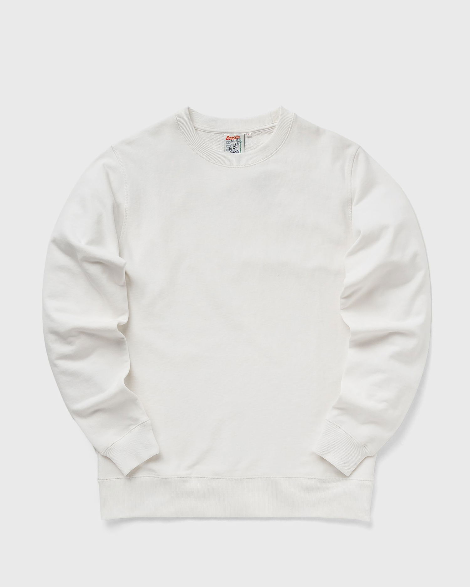 Суитчър BSTN Basic Ribbed Crewneck Sweatshirt Бяло | BEASTIN-PLAIN19-UND-30, 1