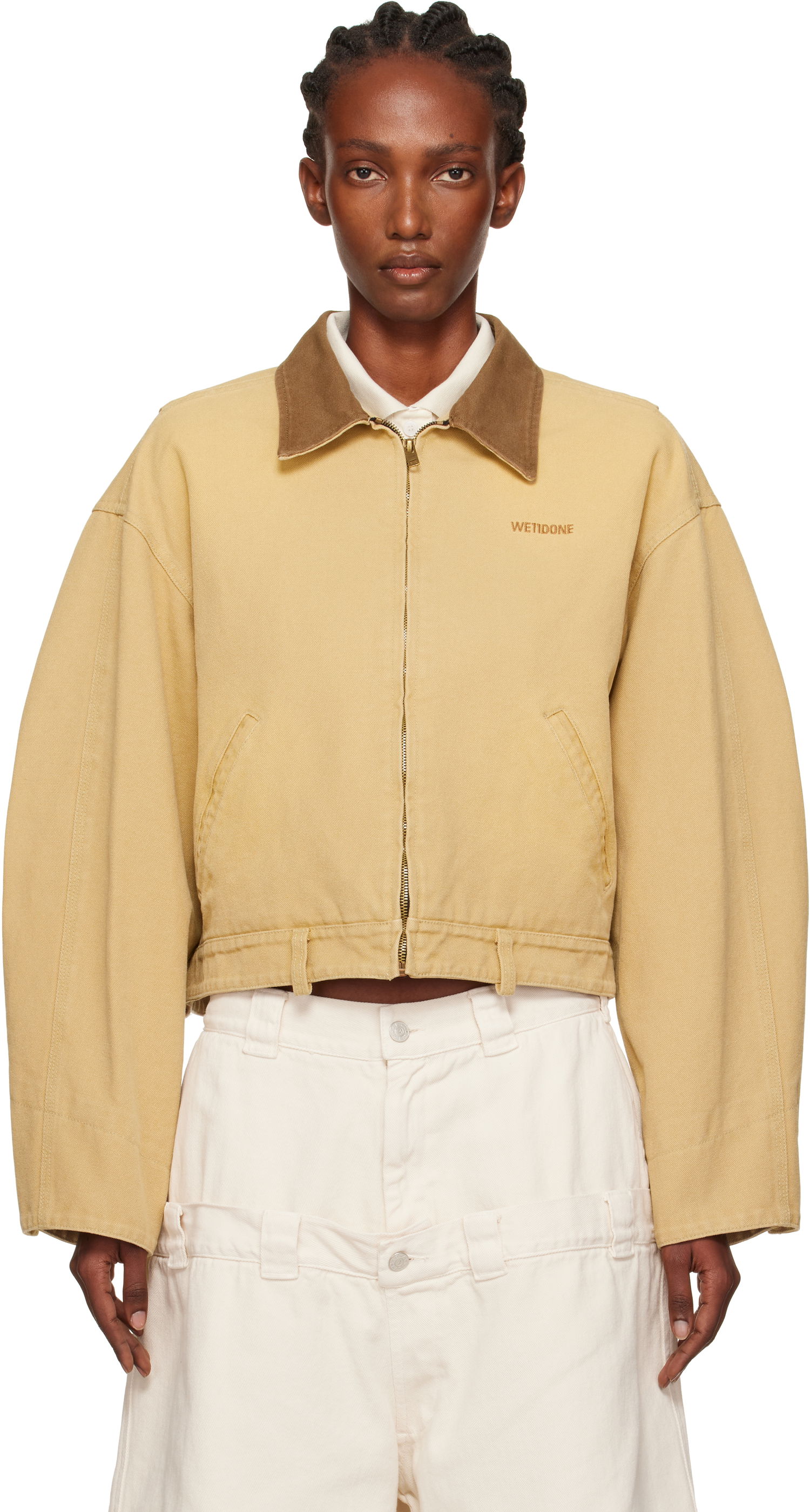 Яке We11done We11done Washed Work Cropped Jacket Бежово | WD-JK2-25-008-W-BG, 0