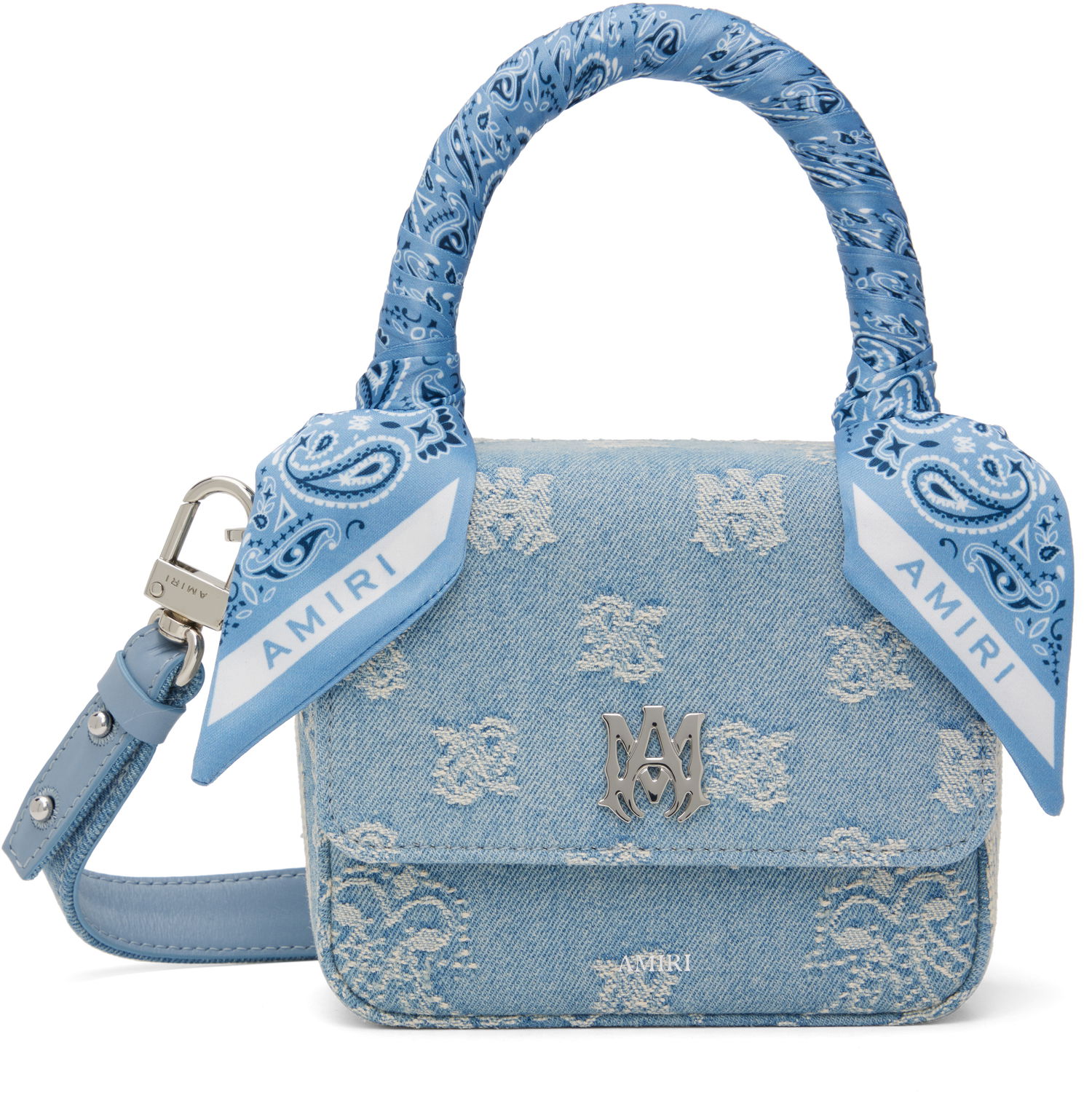 Голяма пазарска чанта AMIRI Denim Micro Handbag Синьо | AWBGTH1037, 0