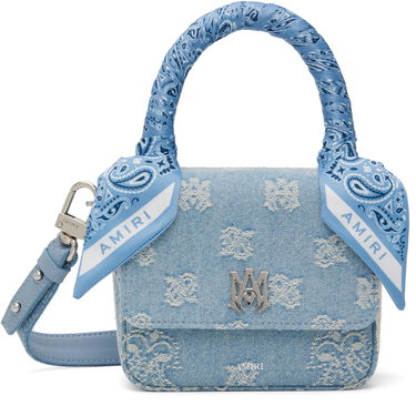 Голяма пазарска чанта AMIRI Denim Micro Handbag Синьо | AWBGTH1037, 0