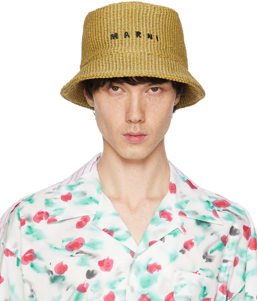 Шапка Marni Logo Embroidery Bucket Hat Зелено | CLZC0106S1 UAC004