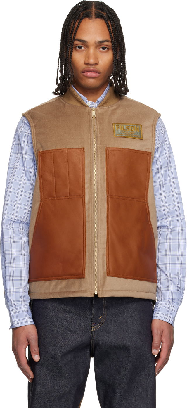Filson Edition Faux-Suede Leather-Panel Vest