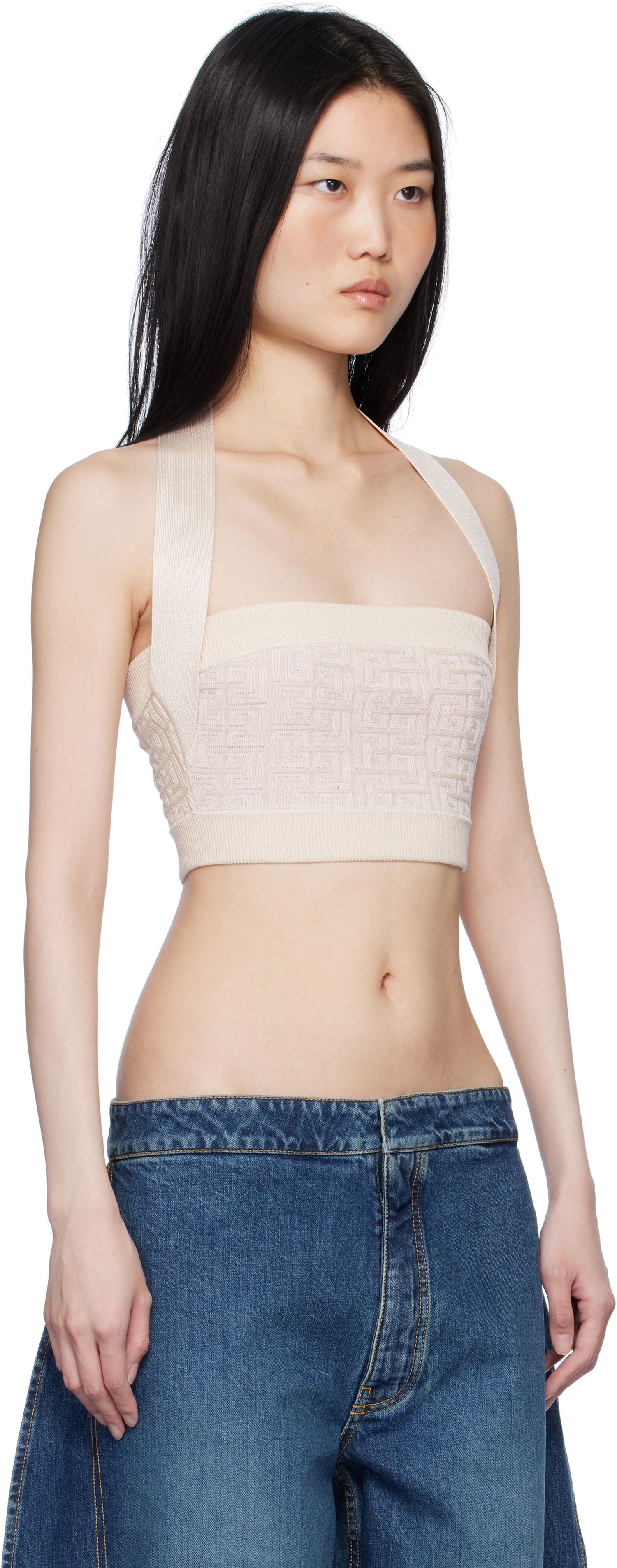 Потник Balmain Labyrinth Monogram Tank Top Бежово | EF1AA025KI02, 1