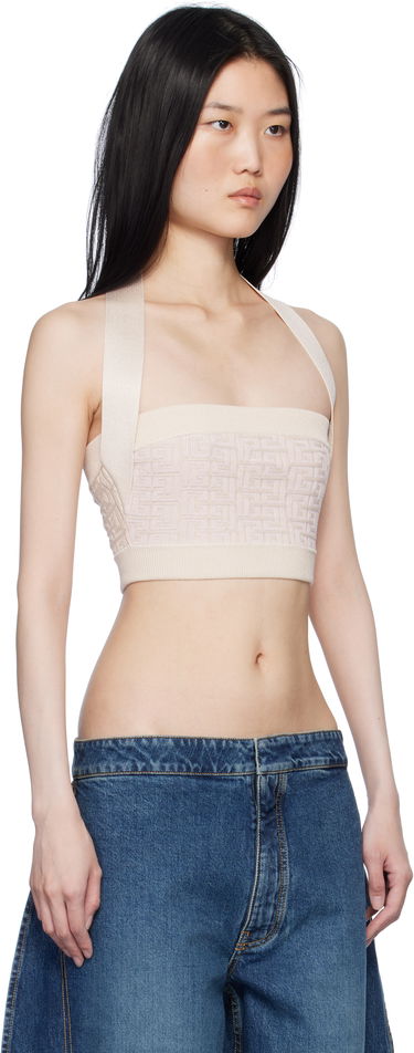 Потник Balmain Labyrinth Monogram Tank Top Бежово | EF1AA025KI02, 1