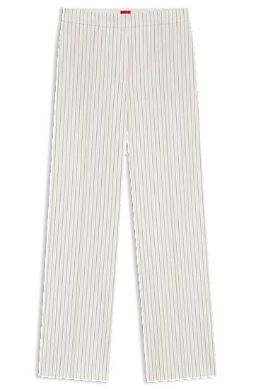 Панталони BOSS Pinstripe Straight-Leg Suit Trousers Бяло | 50537612, 0