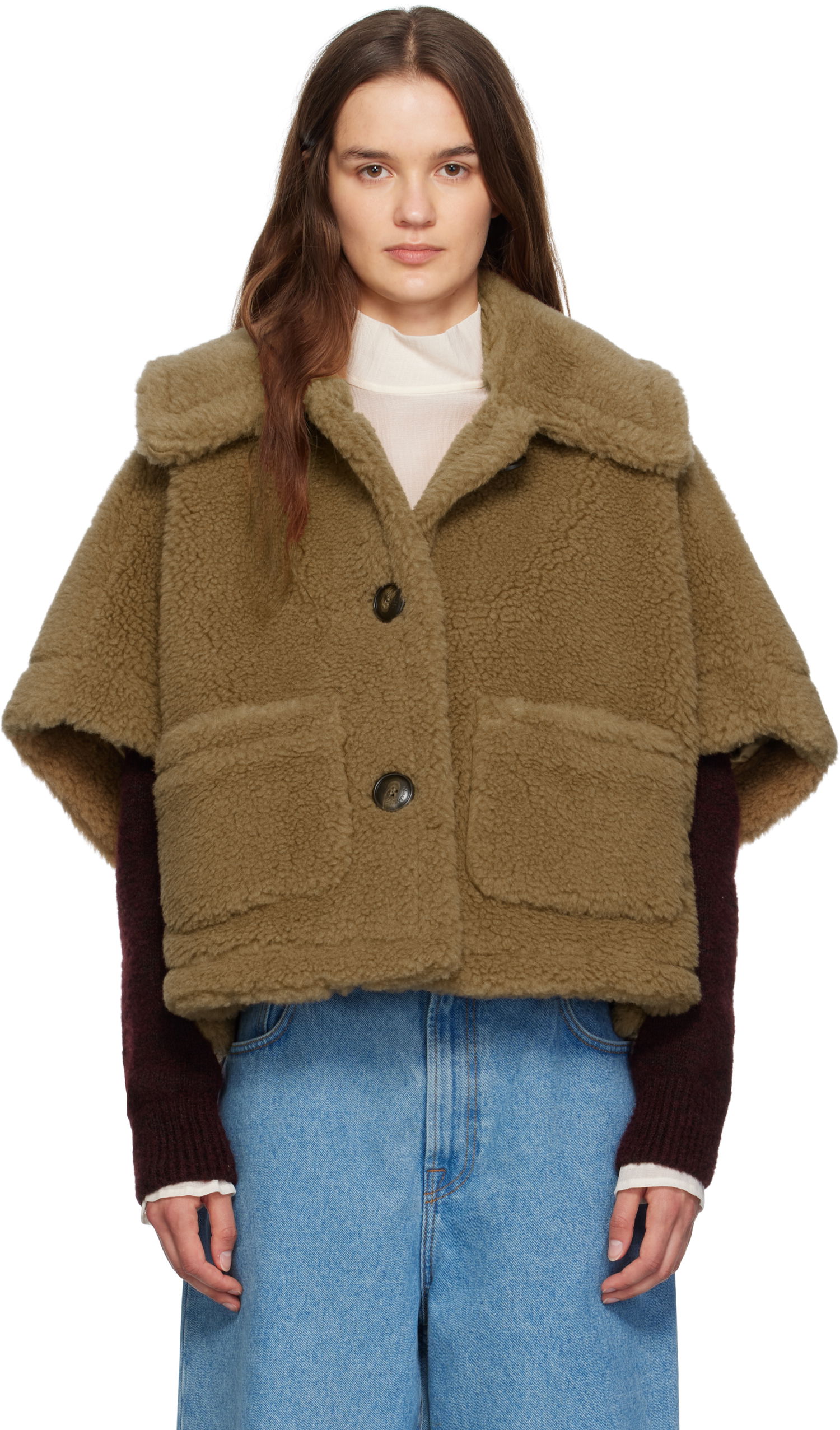 Яке Max Mara Max Mara Newterzo1 Cropped Teddy Jacket Кафяво | 2524736022600, 0