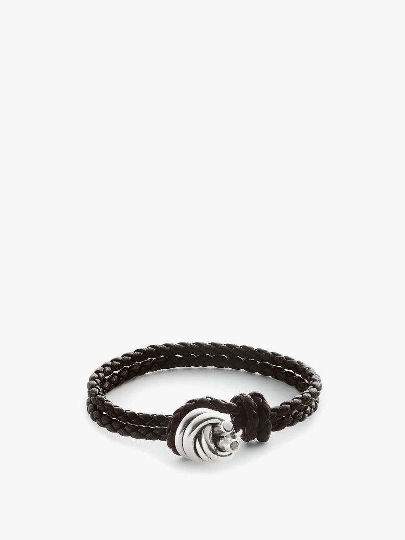 Гривна Bottega Veneta Braided Leather Bracelet Кафяво | 815938V507C1139