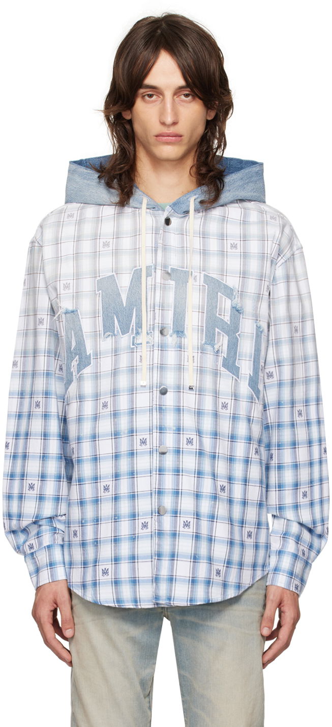 Риза AMIRI Hooded Overshirt Синьо | AMSTOS1016, 0
