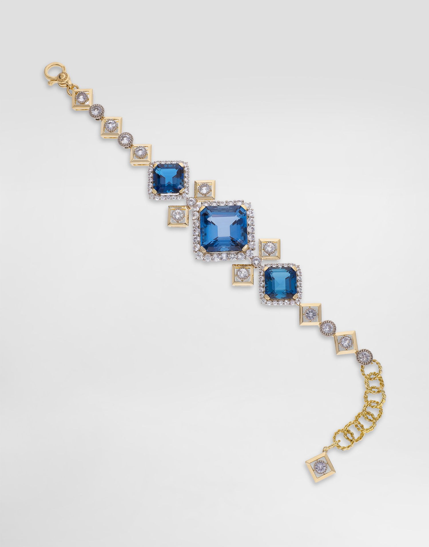 Гривна Dolce & Gabbana Dolce & Gabbana Eleganza 18K Gold, Topaz, and Sapphire Bracelet Синьо | WBSA2GWTOP187583, 0