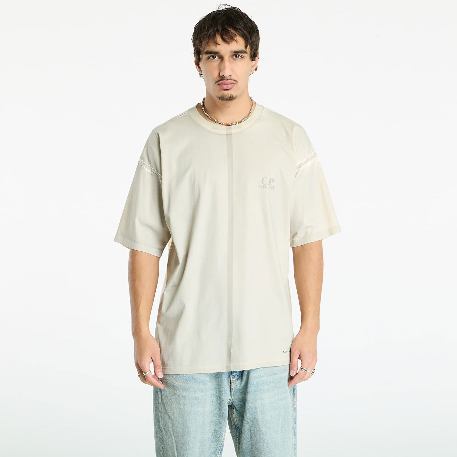 Тениска C.P. Company C.P. Company 24/1 Jersey Short Sleeve Printed Logo T-Shirt Бежово | 19CMTS231A005431P-402, 0