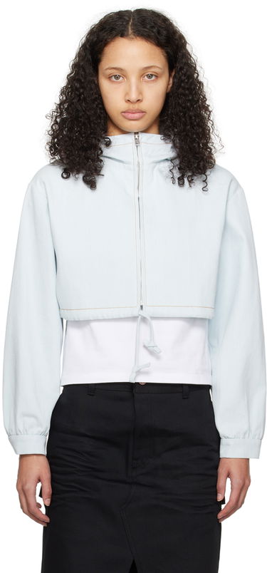Суитчър We11done Cropped Denim Hoodie Jacket Синьо | WD-JP0-24-093-W-IC, 0