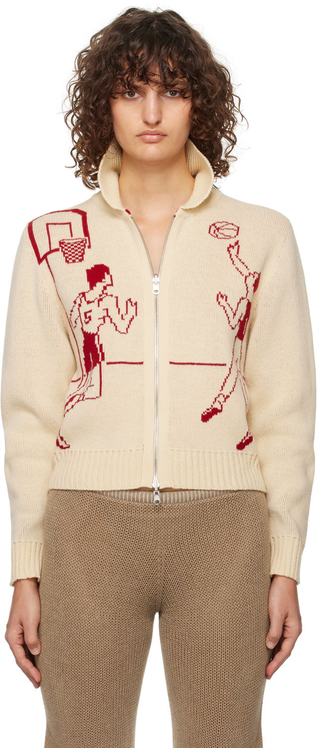 Reversible Basketball Print Knit Cardigan