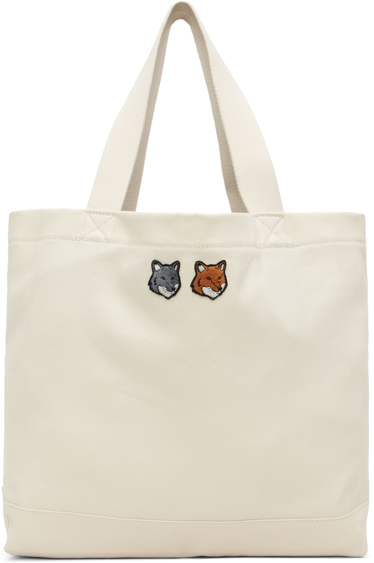 Голяма пазарска чанта MAISON KITSUNÉ Maison Kitsuné Double Fox Head Tote Bag Бяло | OW511CFWW0096, 0