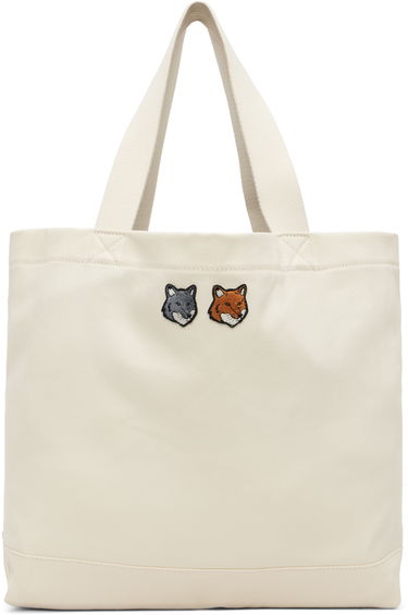 Голяма пазарска чанта MAISON KITSUNÉ Maison Kitsuné Double Fox Head Tote Bag Бяло | OW511CFWW0096, 0