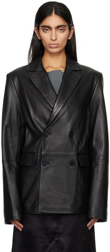 Яке Loulou de Saison Loulou de Saison Davao Double-Breasted Leather Jacket Черно | DAVAO, 0