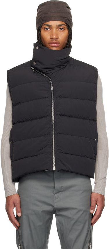 Жилетка Rick Owens Concordians Flight High Neck Asymmetrical Zip Puffer Down Vest Черно | RU02E1798 MTD1, 0