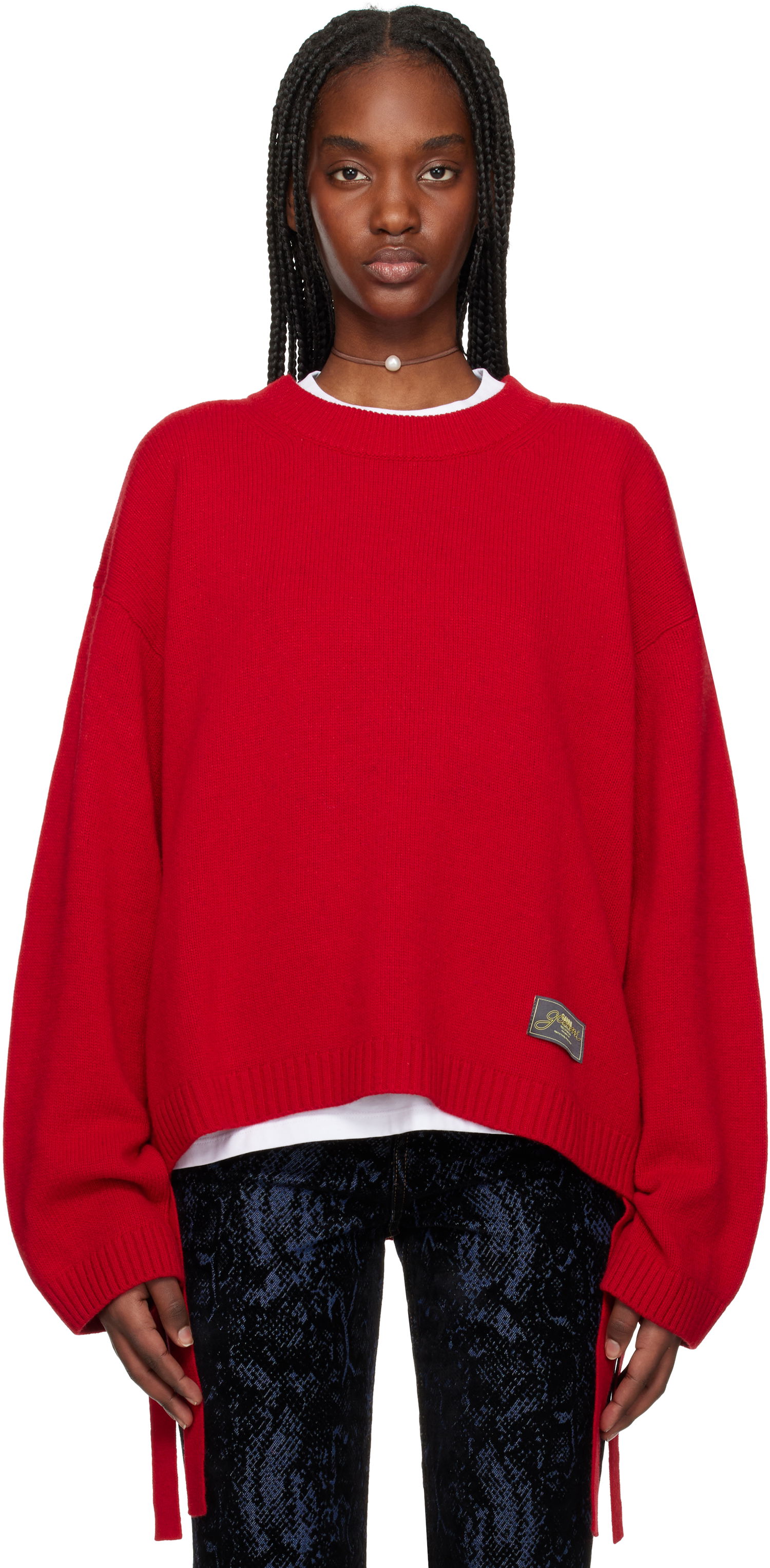 Пуловер GANNI GANNI Future Wool Mix Oversized Sweater Червено | K2477, 0