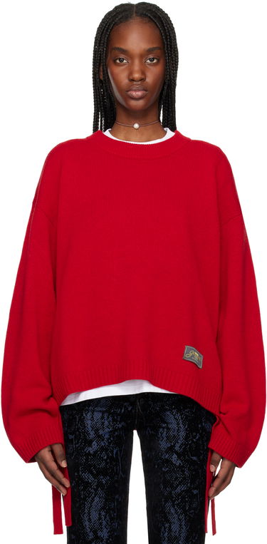Пуловер GANNI GANNI Future Wool Mix Oversized Sweater Червено | K2477, 0