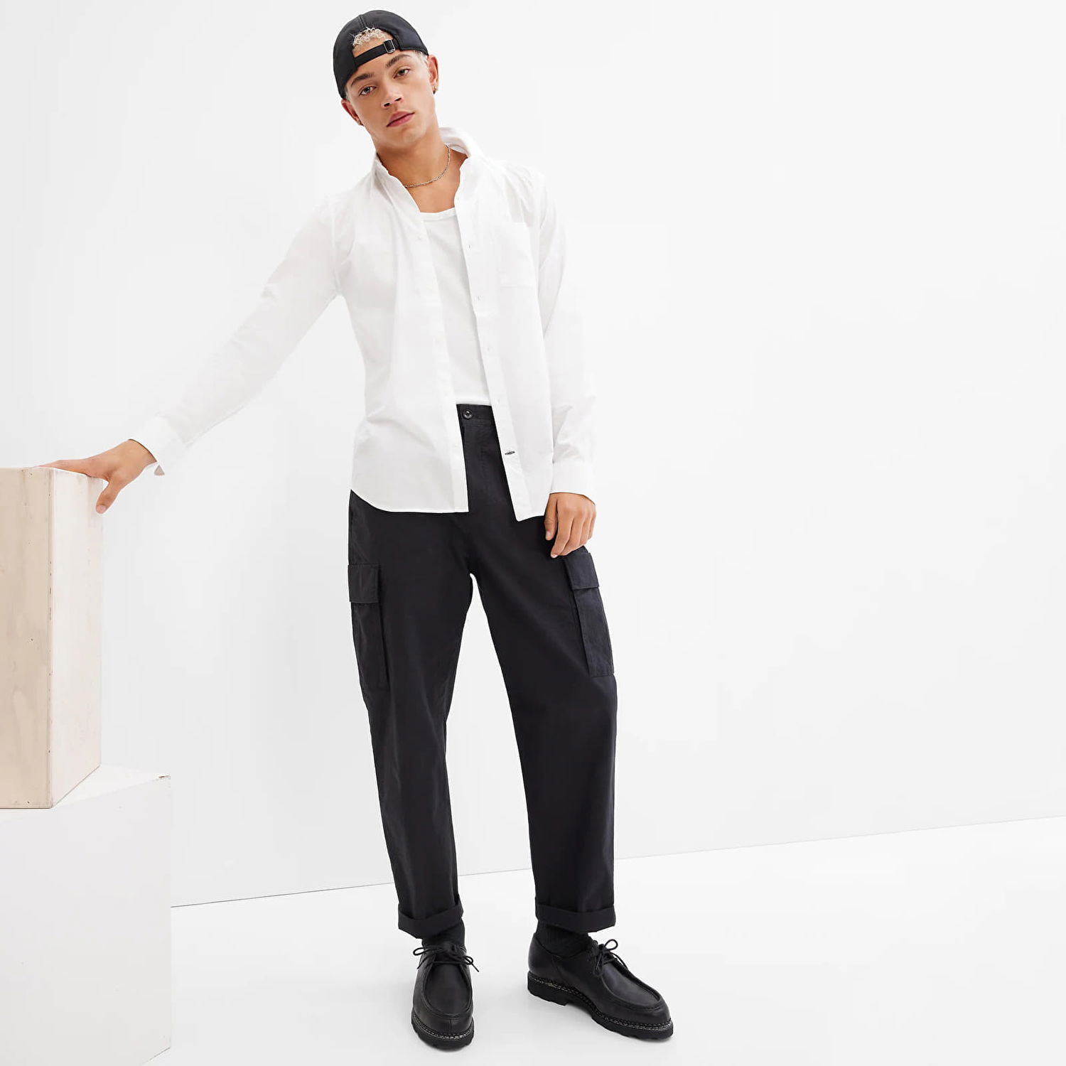 Риза GAP Slim Stretch Poplin Shirt White 2 Бяло | 422485-02, 0