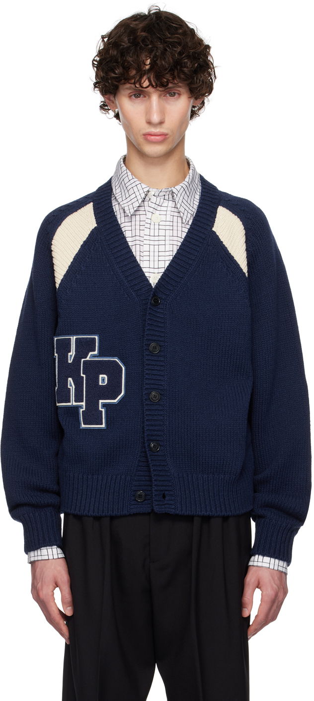 Пуловер KENZO Navy Paris Logo Patch Cardigan Тъмно синьо | FE65CA4843CH, 0