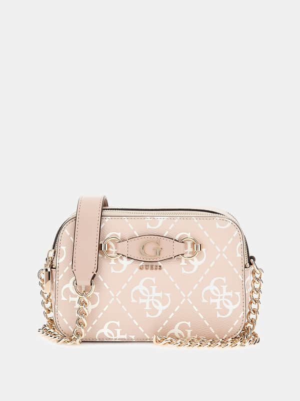 Дамска чанта GUESS Izzy 4G Logo Mini Crossbody Bag Розово | HWOQ8654140, 0