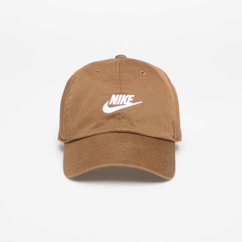 Шапка с козирка Nike Cap Club Unstructured Futura Wash Cap Mosswood Brown/ White Кафяво | FB5368-235