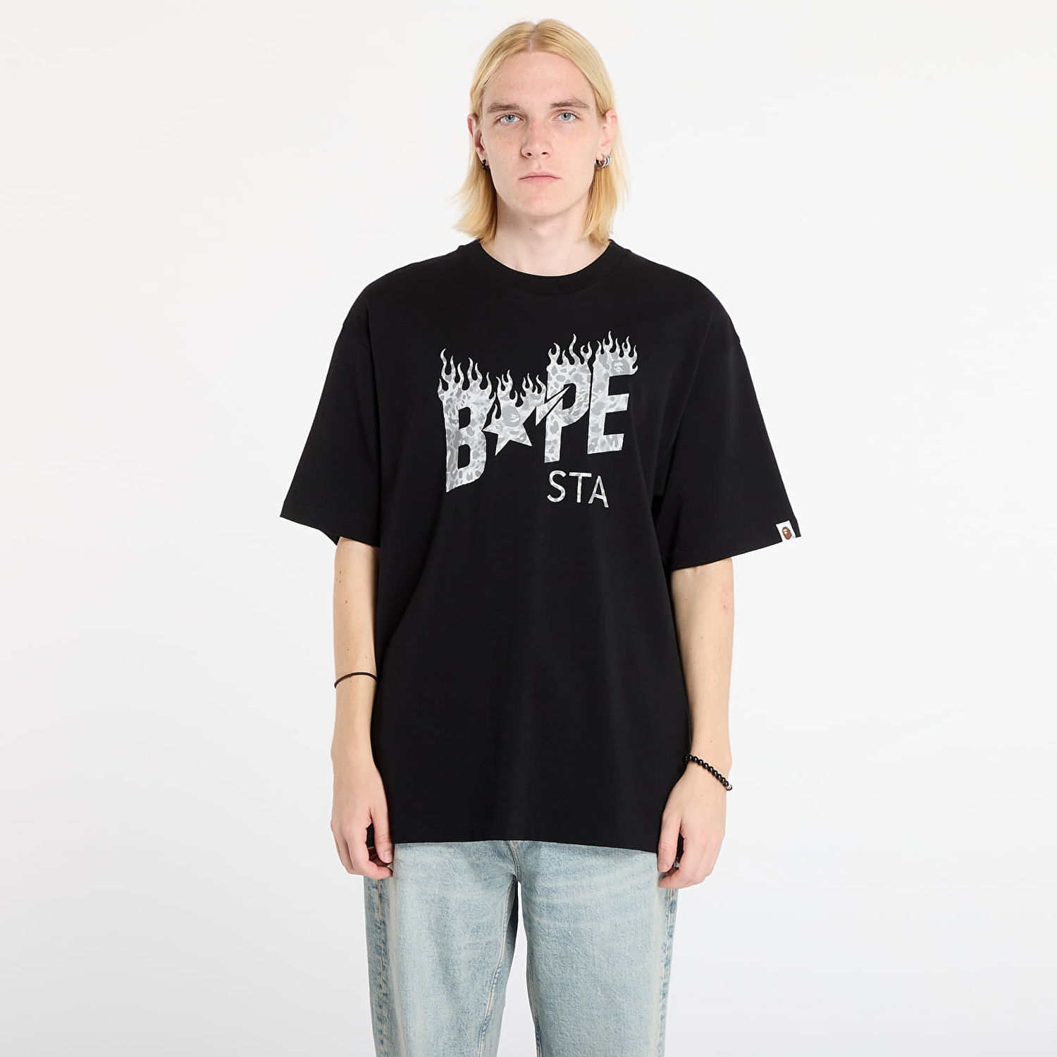 Тениска BAPE Wild Leopard Pattern Bape Sta Logo Relaxed Fit T-shirt Черно | 001TEL801305MBLK, 0