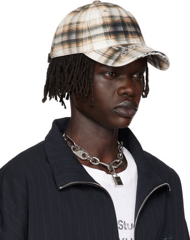Шапка с козирка Acne Studios Acne Studios Distressed Plaid Cap Бежово | C40410-, 3
