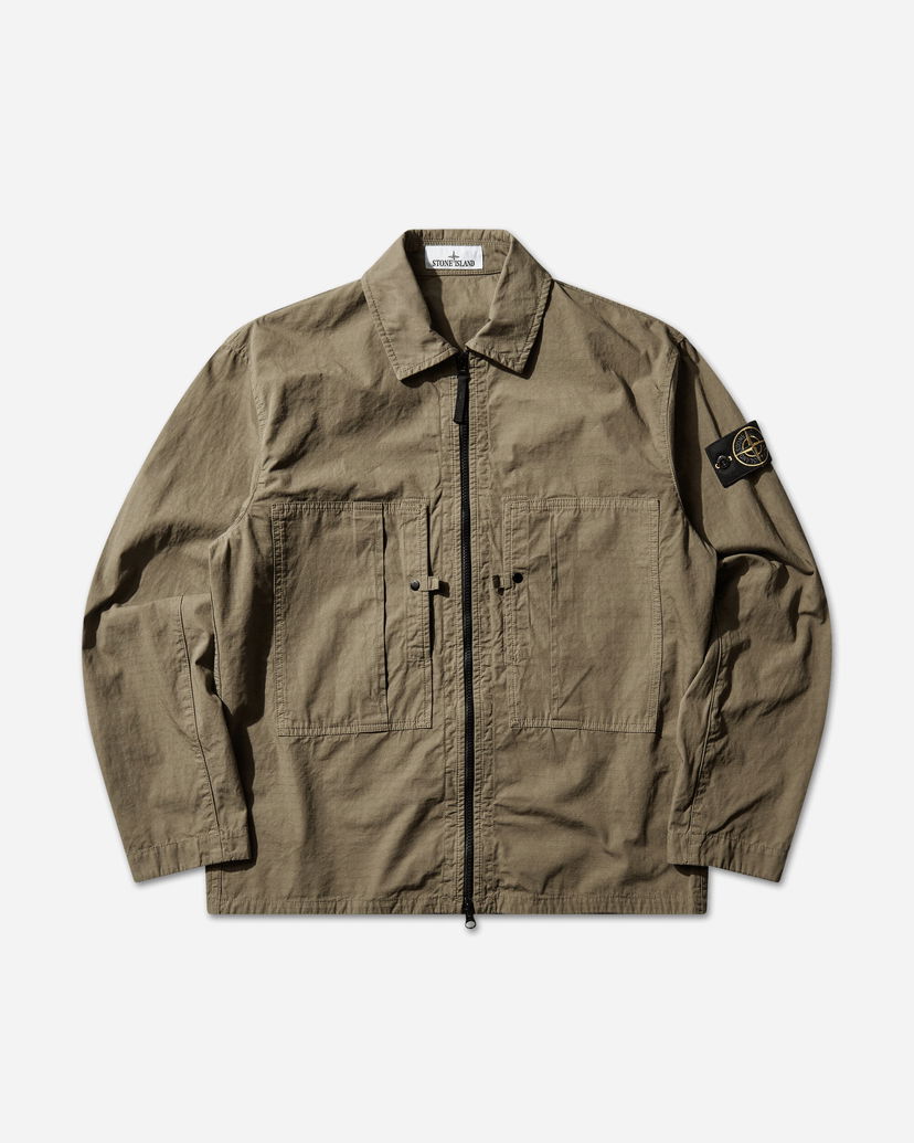 Mercerised Organic Cotton Ripstop Zip Overshirt