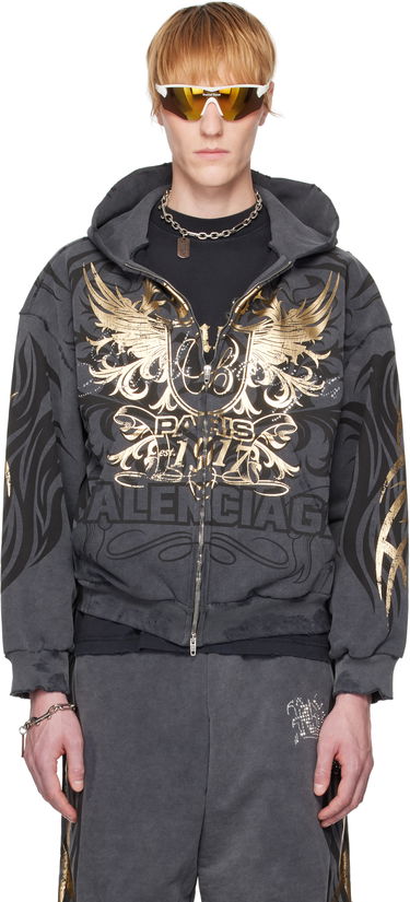 Суитчър Balenciaga Balenciaga Tacky Gold Zip Hoodie Сиво | 803264TRVR6, 0