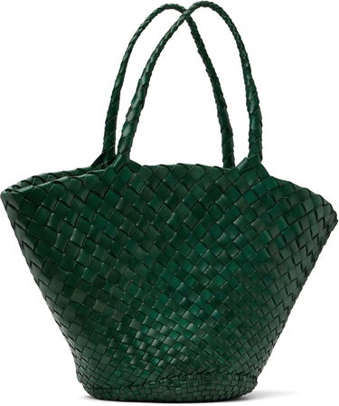 Голяма пазарска чанта Dragon Diffusion Dragon Diffusion Egola Woven Leather Tote Зелено | 8026, 2