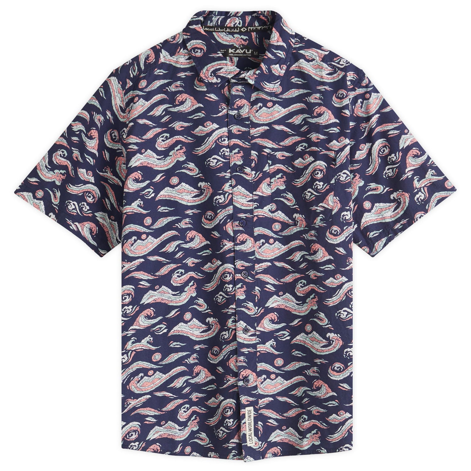 Риза KAVU Festaruski Stand Collar Short Sleeve Shirt Тъмно синьо | 5036-2564, 1