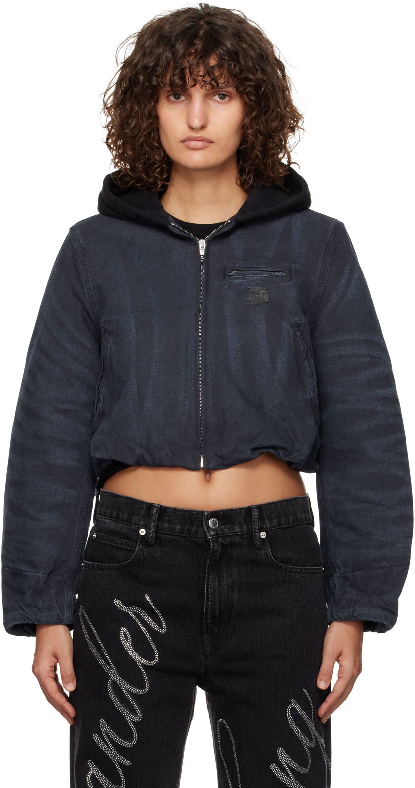 Яке Alexander Wang Padded Cropped Hooded Jacket Синьо | 4WC4242095