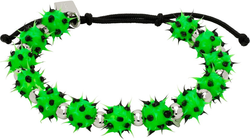 Гривна Balenciaga Silicone Bracelet with Spikes Зелено | 809797TZS4S3269