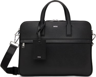 Чанта през рамо BOSS Saffiano Leather Briefcase with Embossed Logo Черно | 50542241, 0