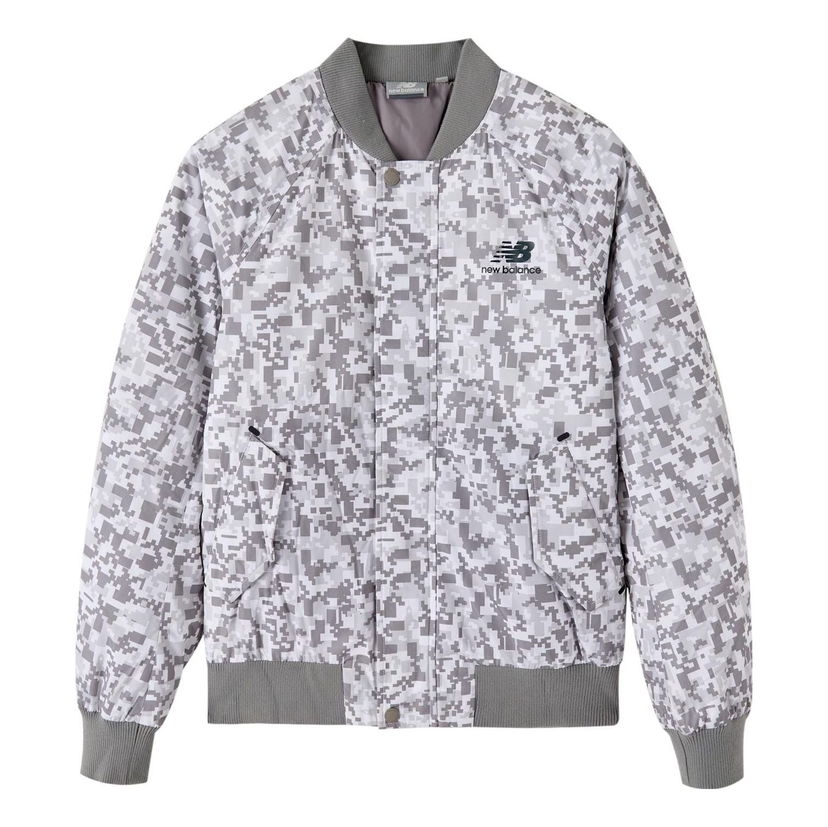 Яке бомбър New Balance Athletic Camo Full-Zip Coat Сиво | NP546023-MIX