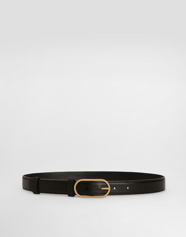 Dolce & Gabbana Calfskin Belt with Oval Buckle