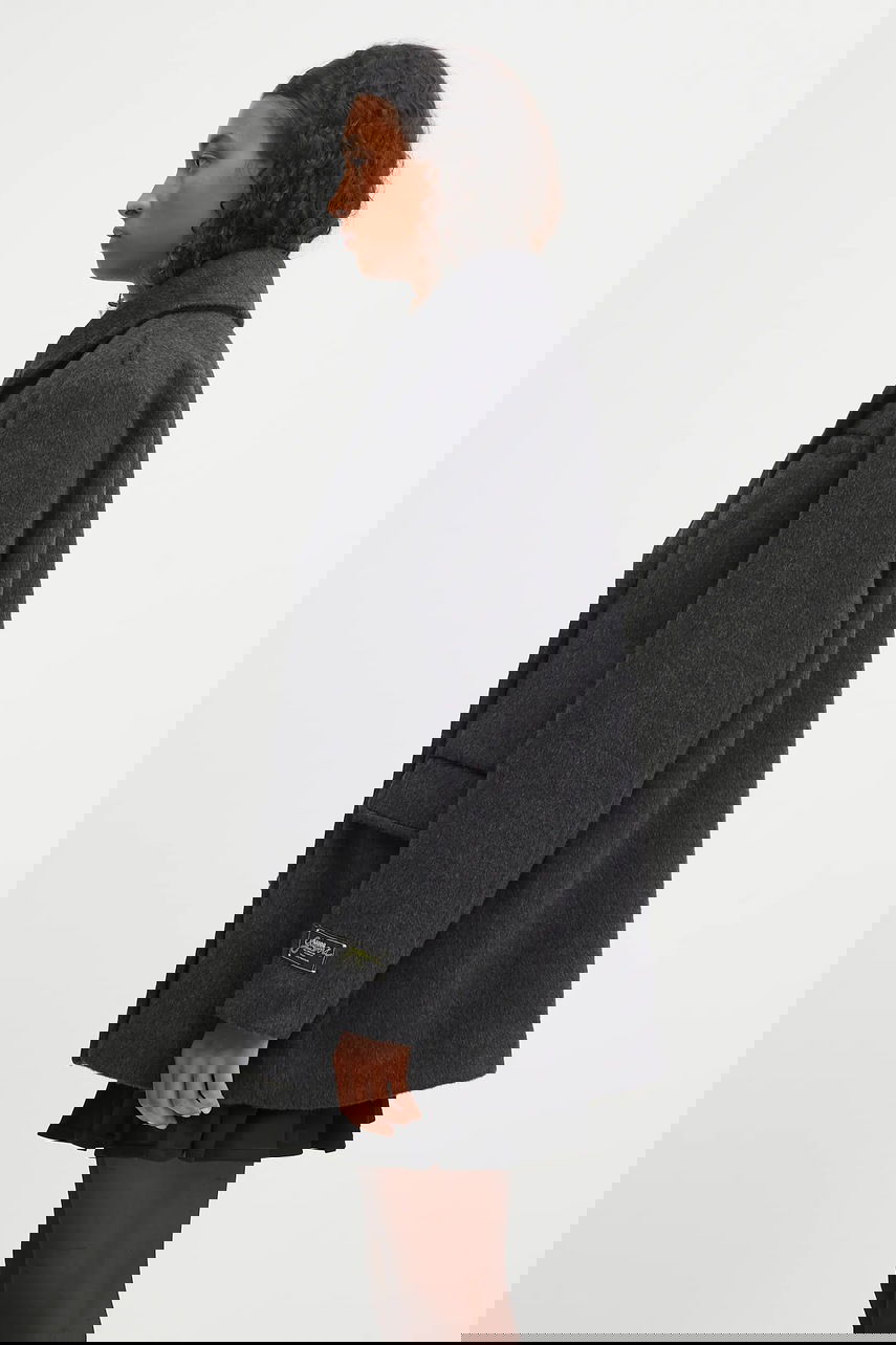 Палта GANNI GANNI Double Faced Wool Doublebreasted Blazer Сиво | W0567, 1