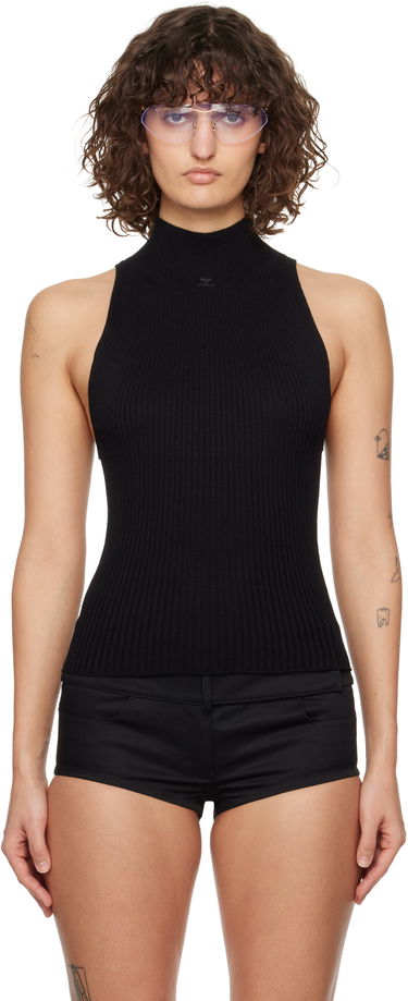 Пуловер Courrèges Courrèges Mock Neck Rib Tank Top Черно | 125MTO384FI0049, 0