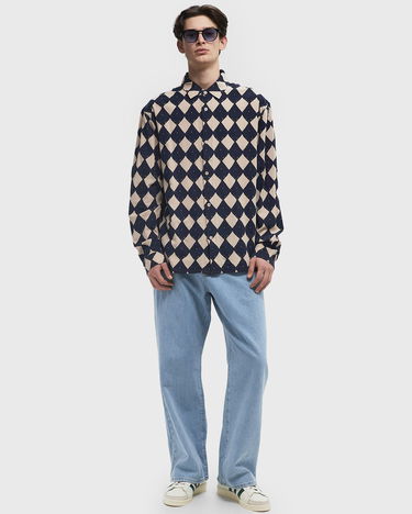 Риза Pleasures Pleasures Diamond Button-Down Long-Sleeve Shirt, XL Синьо | P24W012-NAVY, 1