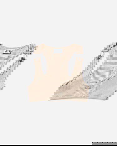 Сутиен Jean Paul Gaultier Jean Paul Gaultier Ribbed Metal Hardware Logo Patch Bra Top Бежово | 26-01-W-TO430-J014 63, 1