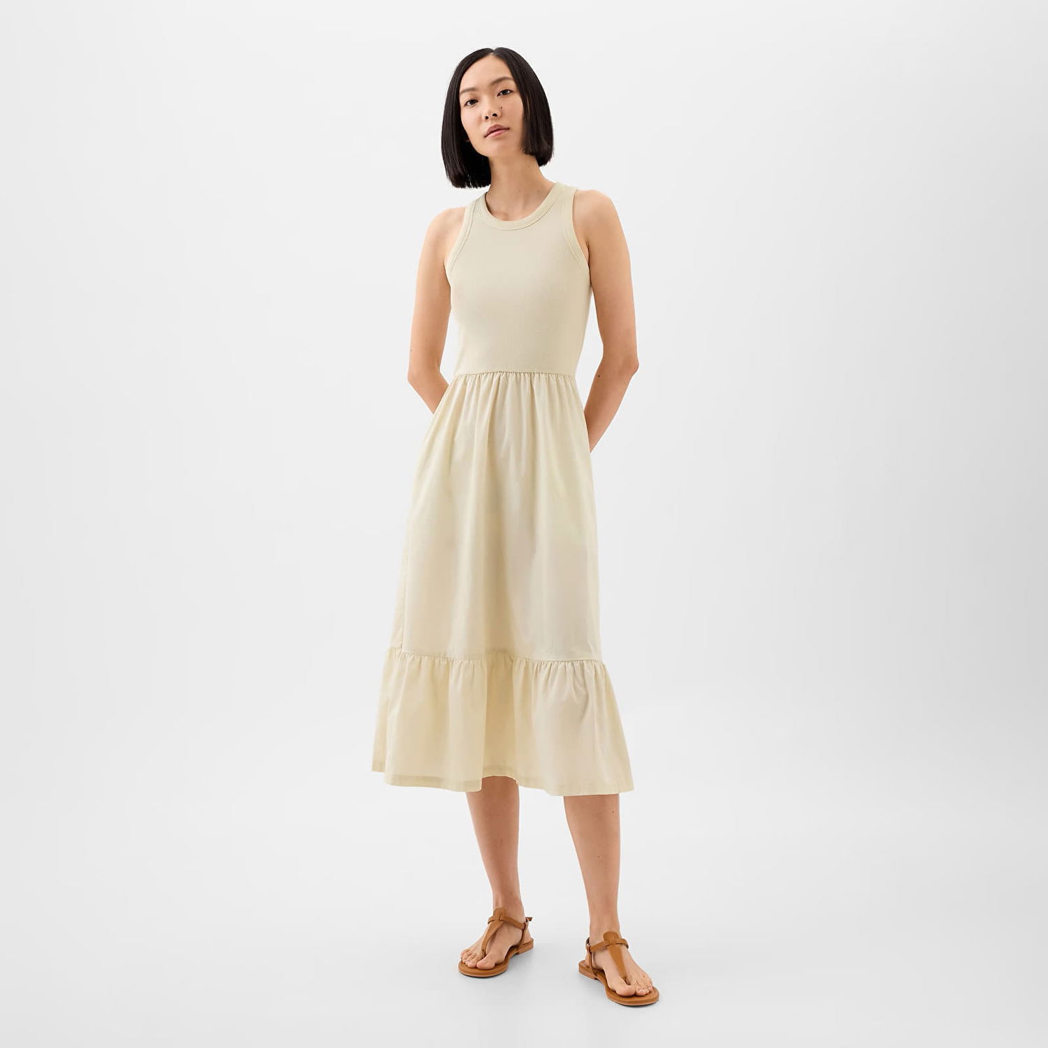 Pокля GAP Dresses K2W Midi Dress Chino Бежово | 885258-03, 0