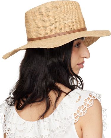 Шапка rag & bone rag & bone Leather-Trimmed Wide-Brim Raffia Panama Hat Бежово | WJW25SH1015ST15, 2