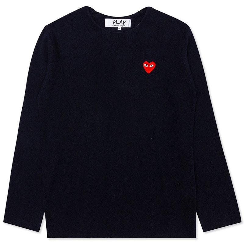 Суитчър Comme des Garçons Play Red Heart Crewneck Тъмно синьо | AZ-N067-051-2