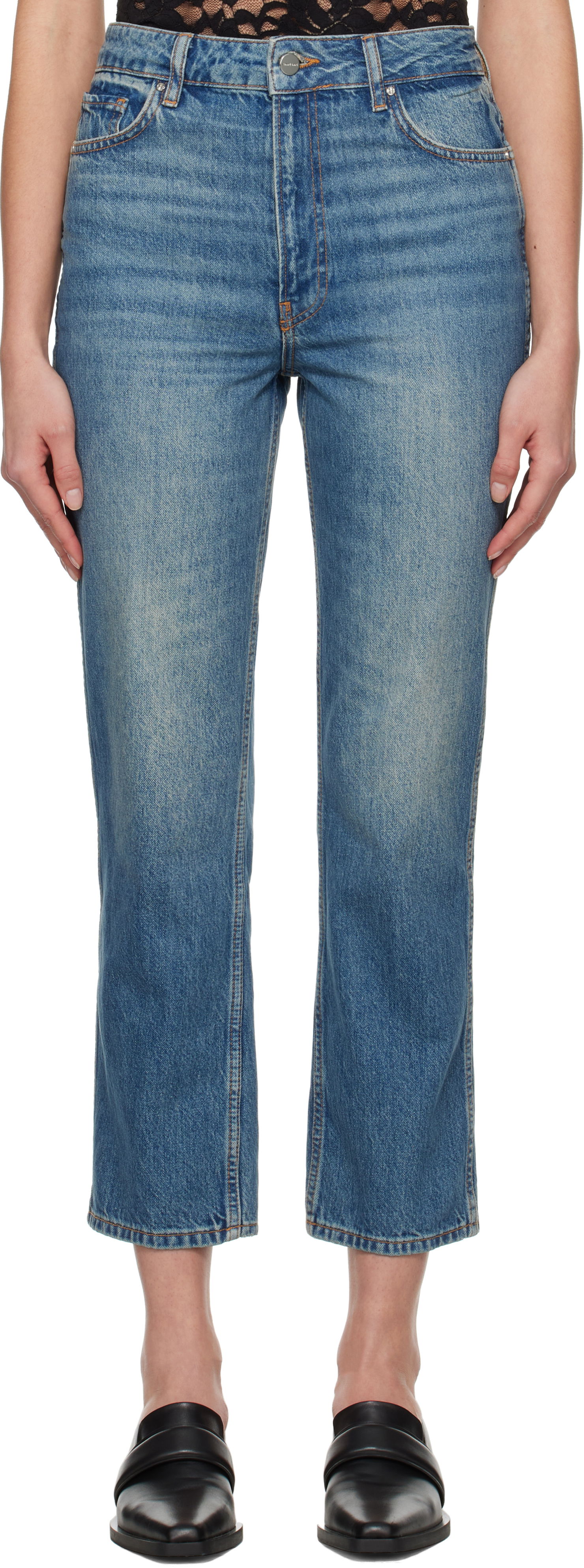 Дънки Anine Bing Anine Bing Vin Straight Leg Jeans Синьо | A-06-10394-WHD26, 0
