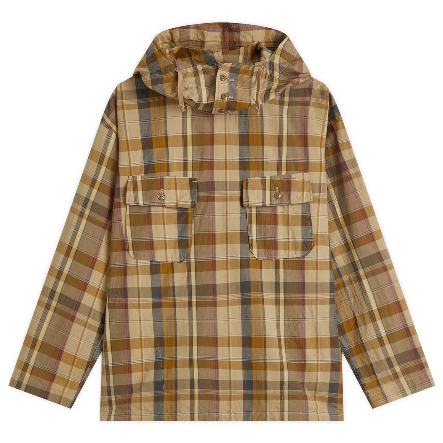 Риза Engineered Garments Engineered Garments Cagoule Madras Plaid Shirt, Size Large Кафяво | QT032-ES066, 1
