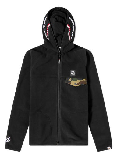 Суитчър BAPE A Bathing Ape Shark Polartec Full Zip Hoody Черно | 001ZPH802507L-BLK